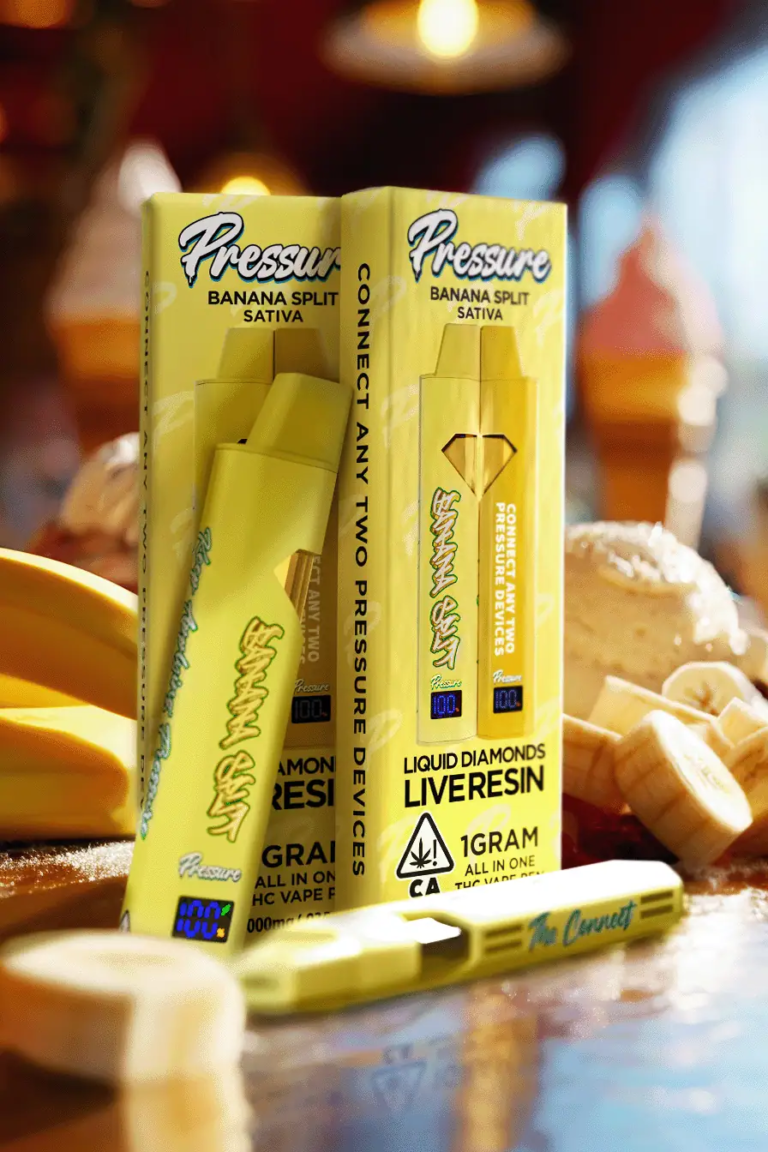 Pressure Banana Split Sativa 2g Disposable Vape Flavor | Live Resin THC Vape Pen