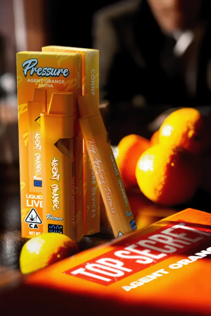 Pressure Agent Orange Flavor Sativa 2g Disposable Vape | Live Resin THC Vape Pen